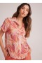 Short Sleeve | Women Bella Dahl Cuffed Short Sleeve Shirt - Painted Leaves Print