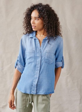 Button Down | Women Bella Dahl Split Back Button Down - Medium Ombre Wash
