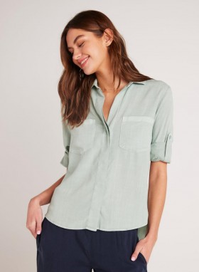 Long Sleeve | Women Bella Dahl Split Back Button Down - Oasis Green