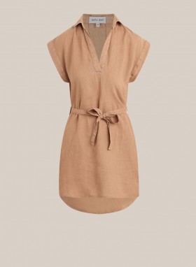 Mini Dresses | Women Bella Dahl Belted Linen Shirt Dress- Desert Brown