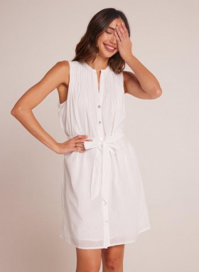 Mini Dresses | Women Bella Dahl Sleeveless Pintuck Shirt Dress - White
