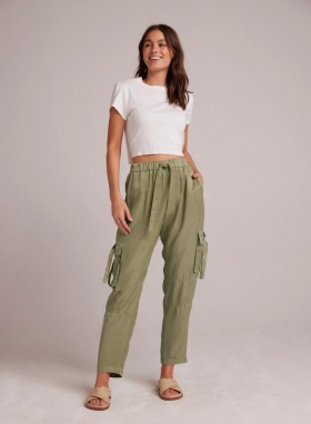 Pants | Women Bella Dahl Zephyr Tie Pocket Utility Pant - Khaki Army