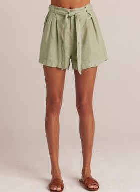 Shorts | Women Bella Dahl Belted Pleat Front Short - Pale Palm