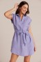  Minivestidos | Vestido camisa de linho com cinto Bella Dahl para mulheres - Roxo Íris