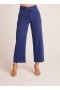  Calça feminina Bella Dahl Saige Wide Leg Crop - Azul Marinho Tropical
