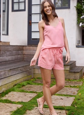  Rövidnadrág | Női Bella Dahl rojtos szegélyű zsebes rövidnadrág - Blossom Pink