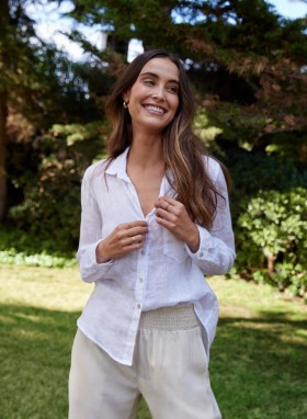  Camicia con bottoni | Camicia con bottoni in lino Bella Dahl da donna - Bianca