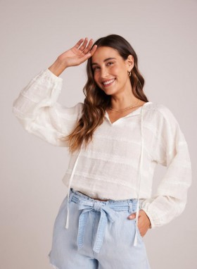  Manica lunga | Maglione da donna Bella Dahl con lacci - Bianco