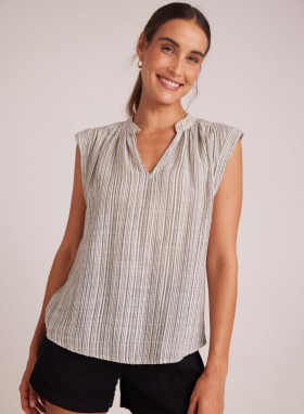  Senza maniche | Pullover arricciato con maniche a cappuccio Bella Dahl da donna - Eze Slub Stripe