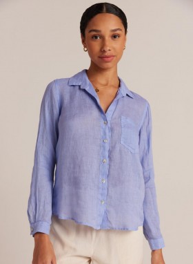  Button Down | Dame Bella Dahl Linen Lomme Button Down - Peri Blå