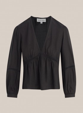  Langermet | Bella Dahl Peplum-topp med stigekant til dame - Svart