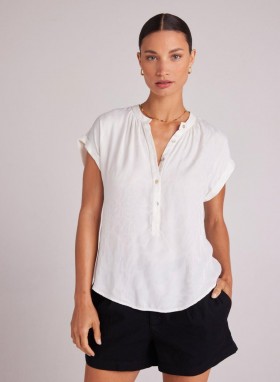  Kortermet | Dame Bella Dahl Cap Sleeve Henley - Off White