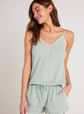 Shorts | Dame Bella Dahl Shorts med frynsete lommer - Oasis Green