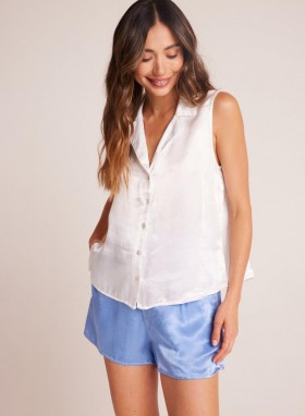  Ermeløs | Dame Bella Dahl Ermeløs Hakkkrage Button Down - Hvit