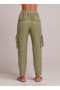  Spodnie | Damskie spodnie Bella Dahl Zephyr z wiązaniem i kieszeniami Utility - Khaki Army