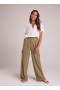 Pantaloni | Pantaloni cargo cu picior larg pentru femei Bella Dahl - Oliv francez