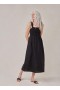  Vestidos midi | Vestido midi de lino fruncido Bella Dahl para mujer - Negro