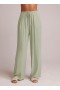  Pantalones | Pantalón de pierna ancha con pliegues fáciles de Bella Dahl para mujer - Verde salvia
