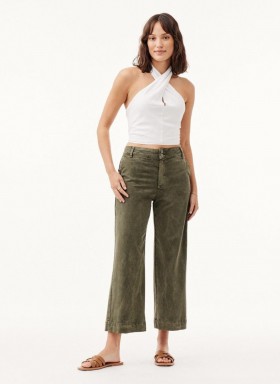 Pantalones | Bella Dahl Saige Wide Leg Crop para mujer - Lavado militar