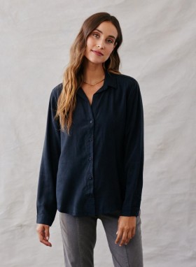  Langærmet | Dame Bella Dahl Langærmet Klassisk Button Down - Vintage Sort