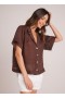  Button Down | Dames Bella Dahl korte mouwen flowy button down - Cocoa Cabana