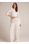  Broek | Dames Bella Dahl Ruffle Waist Wide Leg - Witte zandstreep