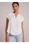  Korte mouwen | Dames Bella Dahl top met halve sluiting en kapmouwen - Wit