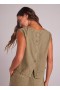  Mouwloos | Dames Bella Dahl Boxy Button Back Top - Frans Olijfgroen