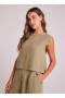  Mouwloos | Dames Bella Dahl Boxy Button Back Top - Frans Olijfgroen