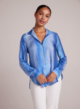 Lange mouw | Dames Bella Dahl Flowy Button Down - Marina Haze Print