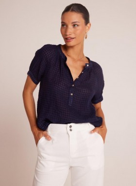  Korte mouwen | Dames Bella Dahl korte mouwen raglan pullover - Tropic Navy