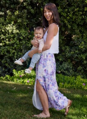  Rokken | Dames Bella Dahl linnen maxi-rok met zijsplit - iriserende bloemenprint