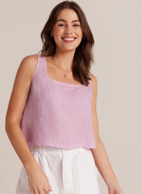  Mouwloos | Dames Bella Dahl Tanktop met Knoopsluiting en Linnen - Lichtorchidee