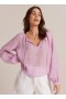  Blouse raglan froncée en lin Bella Dahl à manches longues | Orchidée clair