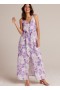 Robes longues | Robe Bella Dahl en lin boutonnée sur le devant - Imprimé floral iris