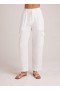  Pantalon | Pantalon cargo plissé en lin Bella Dahl pour femme - Blanc