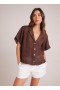  Chemise à manches courtes Bella Dahl pour femme, fluide et boutonnée, couleur cacao Cabana