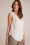 Sans manches | Pull sans manches à col froncé Bella Dahl pour femme - Rayures sable blanc