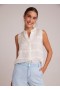 Sans manches | Chemise Bella Dahl sans manches à boutons dissimulés pour femme - Blanche