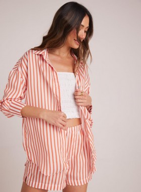  Chemise à manches longues Bella Dahl Boyfriend pour femme - Rayures Sunset Blaze