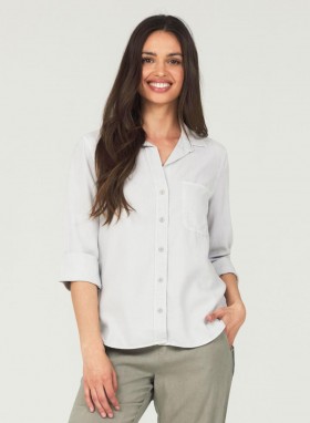  Chemise à manches longues Bella Dahl pour femme, boutonnée au bas du dos - Bleu brumeux