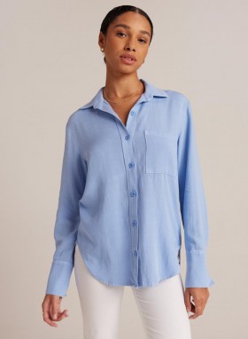  Chemise à manches longues Bella Dahl pour femme, poche unique - Bleu ciel frais