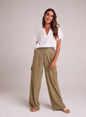 Pantalon cargo Bella Dahl à jambes larges pour femme - Olive française