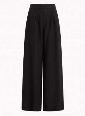  Pantalon | Pantalon plissé taille haute en lin Bella Dahl pour femme - Noir