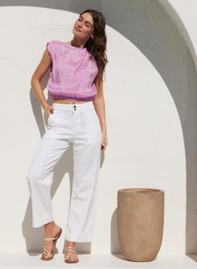  Pantalon | Femme Bella Dahl Saige Jambes Larges Courtes - Blanc