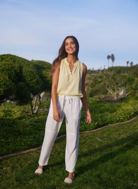  Pantalon | Pantalon utilitaire Bella Dahl pour femme, taille nouée - Blanc