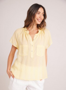  Pull à manches courtes Bella Dahl pour femme - Jaune citron