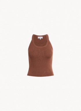 Débardeur sans manches Bella Dahl pour femme, col rond, en jersey de lin - Espresso français