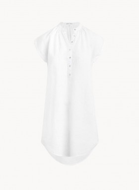  Minikleider | Bella Dahl Henley-Kleid mit kurzen Ärmeln für Damen – Weiß