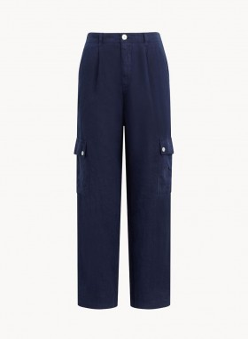  Hose | Bella Dahl Damen-Cargohose aus Leinen mit Falten – Brasilianisches Marineblau